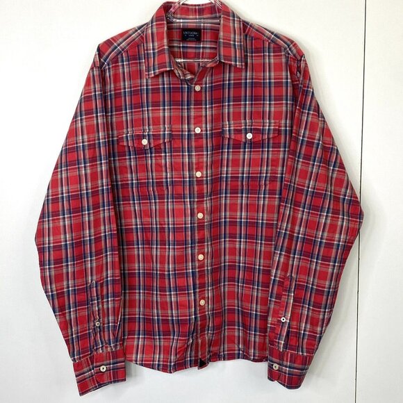 UNTUCKit Other - UNTUCKit Shirt Mens Large Ojai Red Plaid Cotton Button Up Long Sleeve